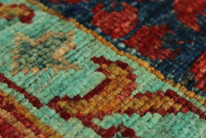 10x13 Turquoıse and Navy Turkish Tribal Rug