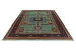 10x13 Turquoıse and Navy Turkish Tribal Rug