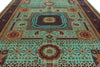 10x13 Turquoıse and Navy Turkish Tribal Rug