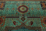 10x13 Turquoıse and Navy Turkish Tribal Rug