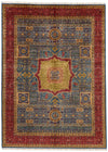 8x11 Light Blue and Red Turkish Tribal Rug