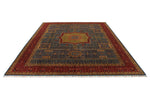 8x11 Light Blue and Red Turkish Tribal Rug