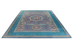 10x14 Navy and Turquoıse Turkish Tribal Rug