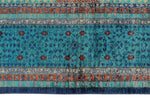 10x14 Navy and Turquoıse Turkish Tribal Rug