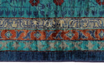 10x14 Navy and Turquoıse Turkish Tribal Rug