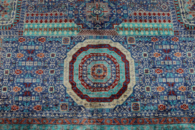 10x14 Navy and Turquoıse Turkish Tribal Rug