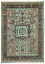 9x12 Green and Brown Turkish Tribal Rug