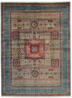 9x12 Green and Blue Turkish Tribal Rug