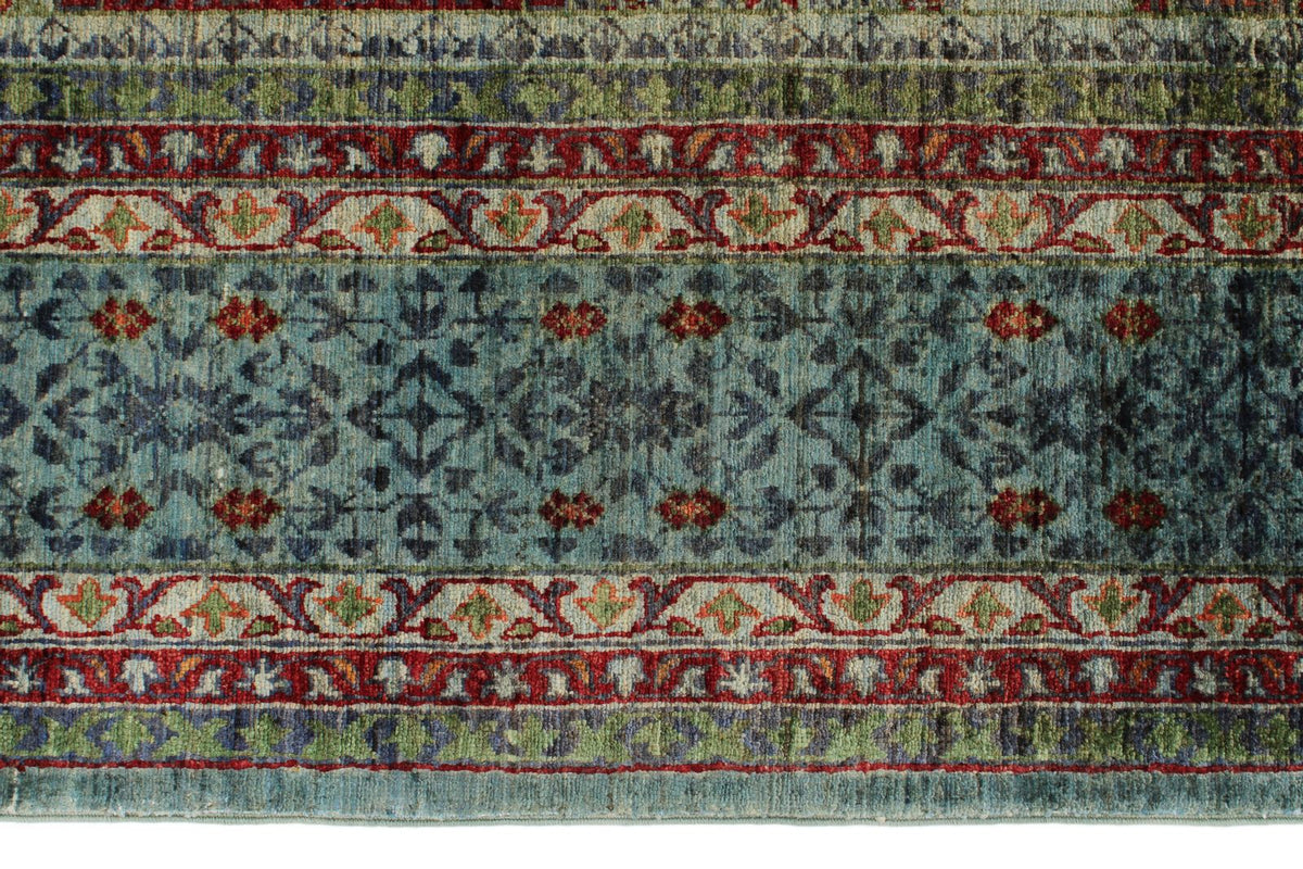 9x12 Green and Blue Turkish Tribal Rug
