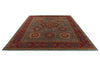 10x14 Light Gray and Red Turkish Tribal Rug