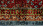 10x14 Light Gray and Red Turkish Tribal Rug