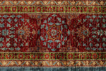 10x14 Light Gray and Red Turkish Tribal Rug