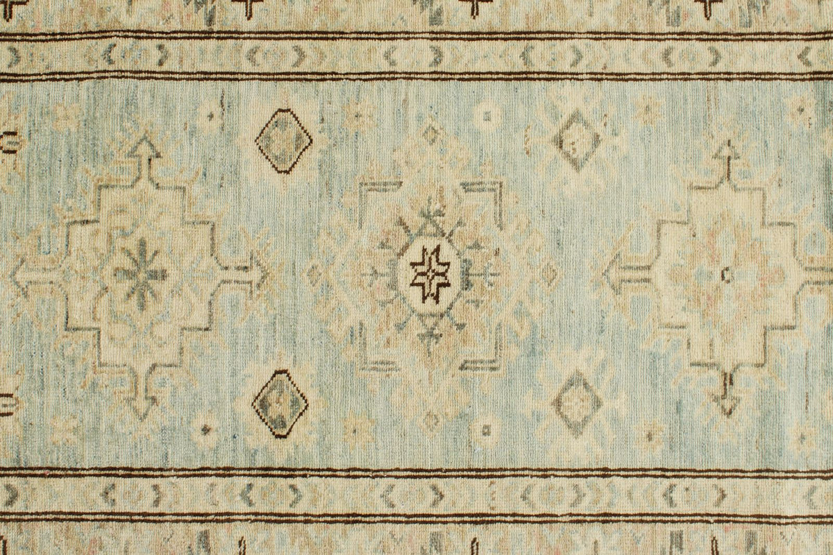 3x19 Light Blue and Ivory Turkish Oushak Runner