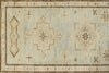 3x19 Light Blue and Ivory Turkish Oushak Runner