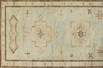 3x19 Light Blue and Ivory Turkish Oushak Runner