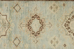 3x19 Light Blue and Ivory Turkish Oushak Runner