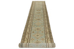 3x19 Light Blue and Ivory Turkish Oushak Runner