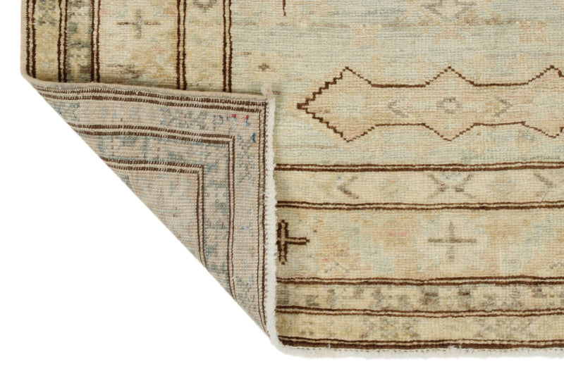 3x19 Light Blue and Ivory Turkish Oushak Runner