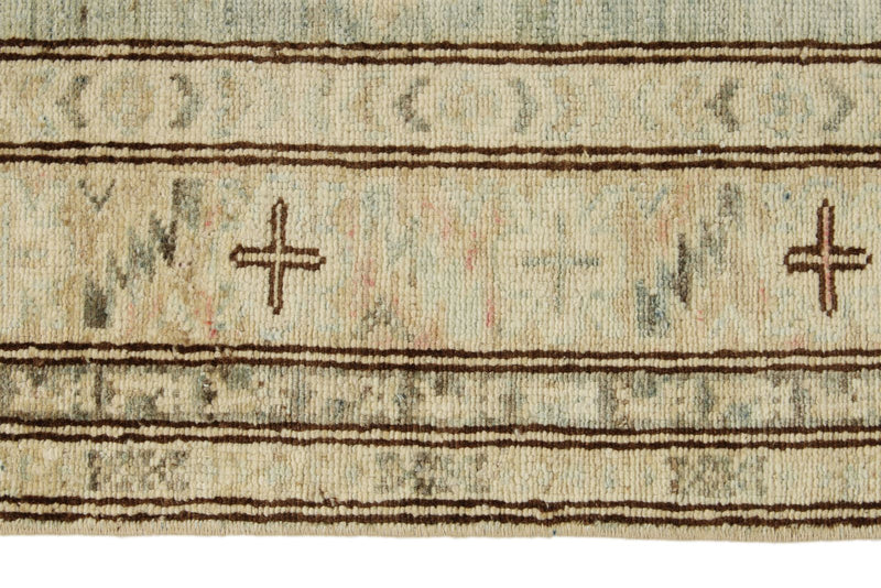 3x19 Light Blue and Ivory Turkish Oushak Runner