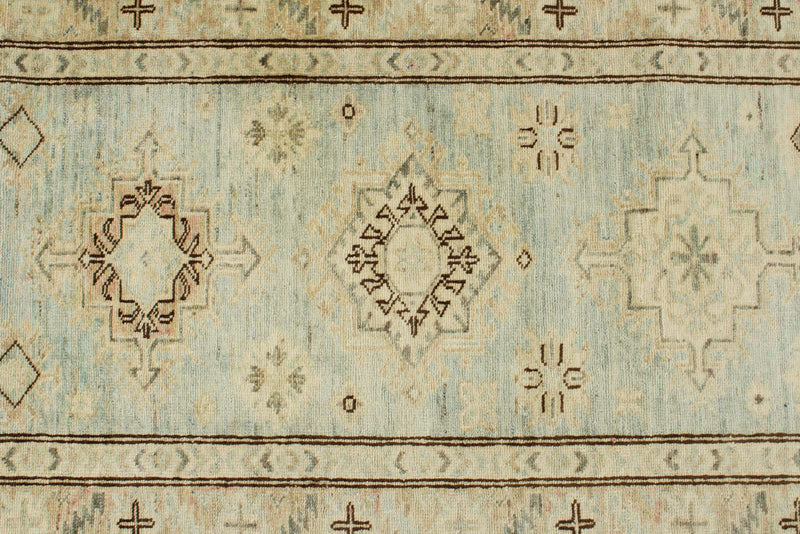 3x19 Light Blue and Ivory Turkish Oushak Runner