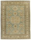 9x12 Light Blue and Ivory Turkish Tribal Rug