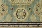 9x12 Light Blue and Ivory Turkish Tribal Rug