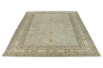 9x12 Light Blue and Ivory Turkish Tribal Rug