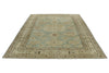 9x12 Light Blue and Ivory Turkish Tribal Rug