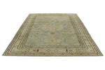 9x12 Light Blue and Ivory Turkish Tribal Rug
