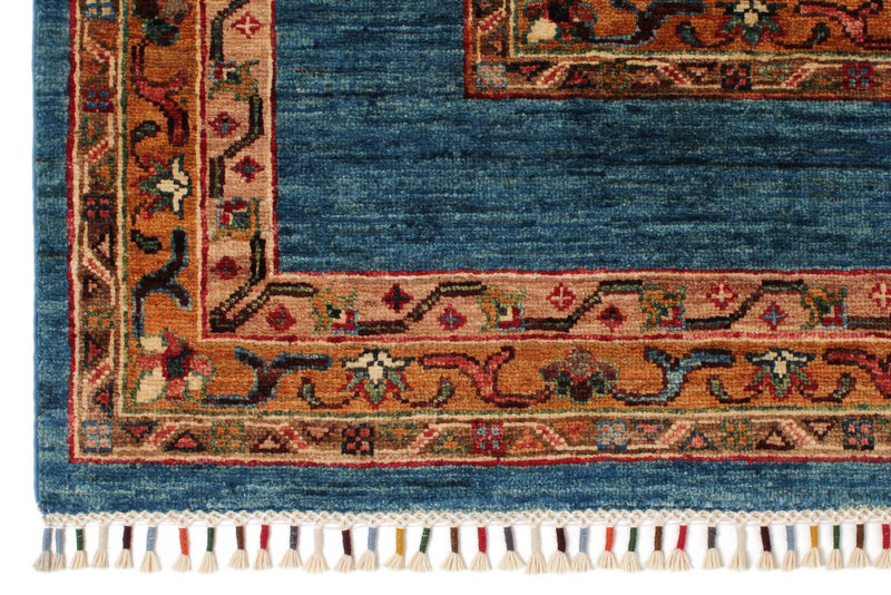 9x12 Multicolor and Blue Kazak Tribal Rug