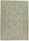 8x11 Light Green and Multicolor Turkish Tribal Rug