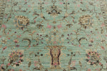 8x11 Light Green and Multicolor Turkish Tribal Rug