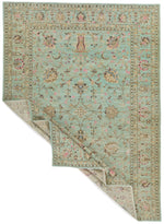 8x11 Light Green and Multicolor Turkish Tribal Rug