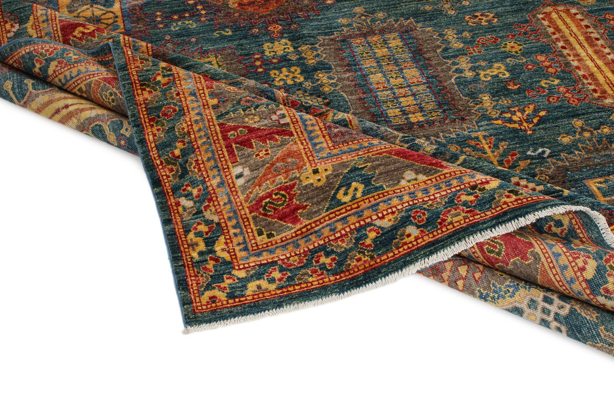 8x10 Light Blue and Multicolor Turkish Tribal Rug
