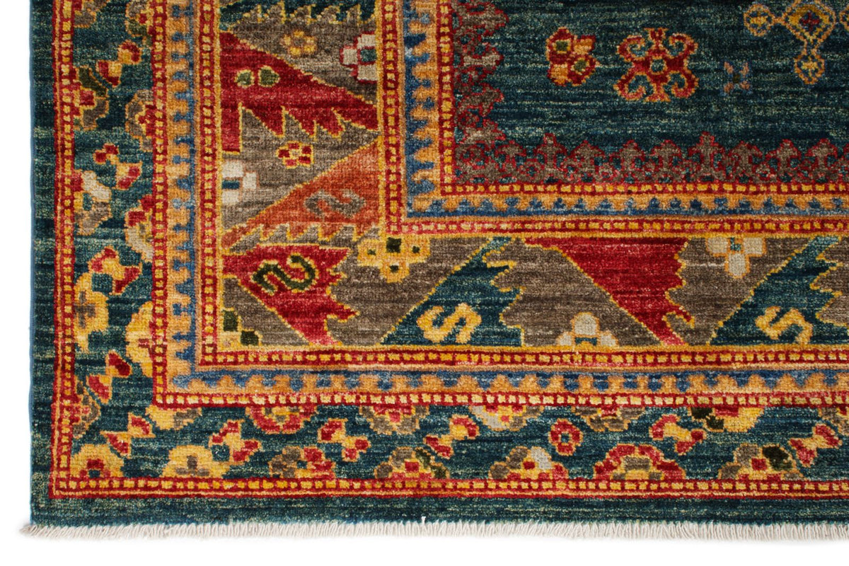 8x10 Light Blue and Multicolor Turkish Tribal Rug