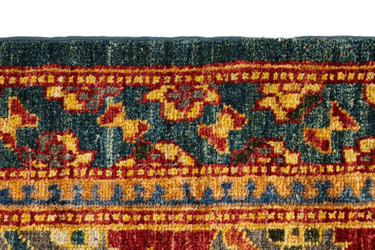 8x10 Light Blue and Multicolor Turkish Tribal Rug