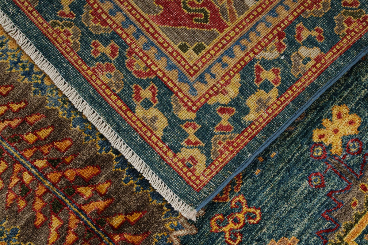 8x10 Light Blue and Multicolor Turkish Tribal Rug