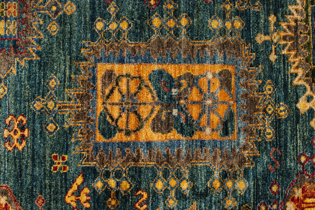 8x10 Light Blue and Multicolor Turkish Tribal Rug