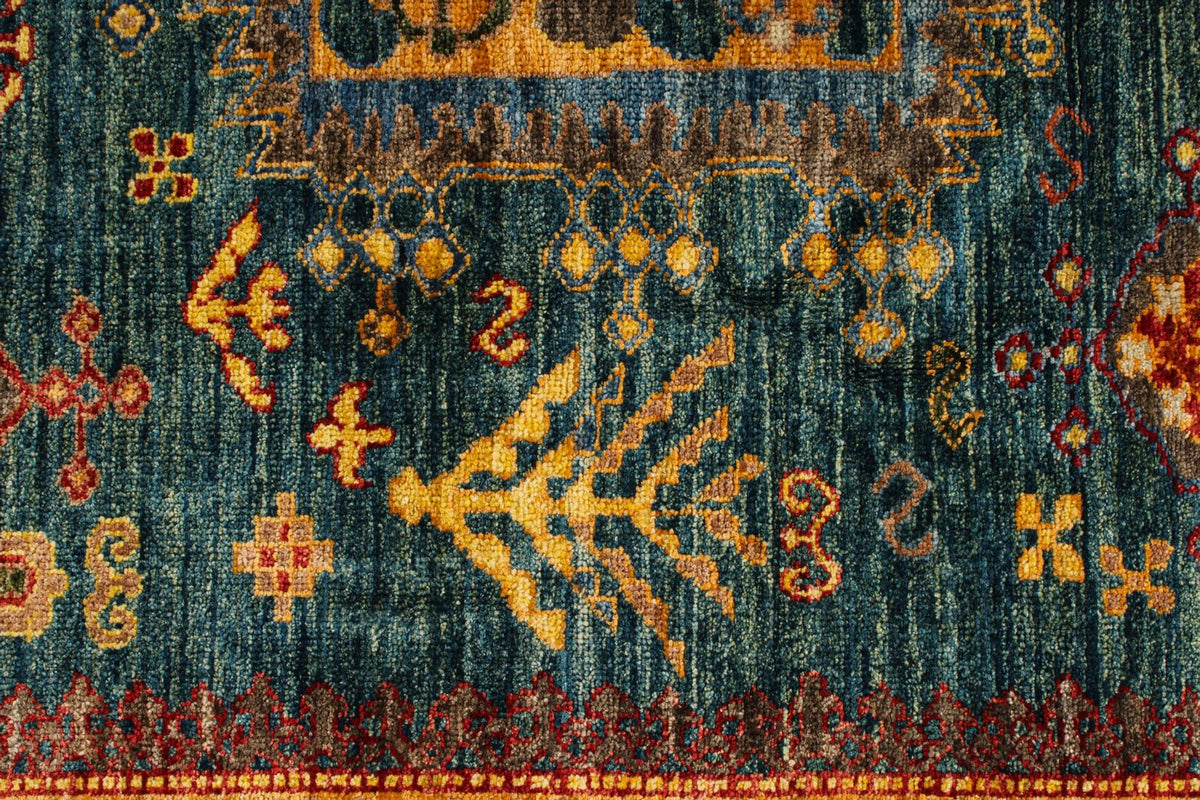 8x10 Light Blue and Multicolor Turkish Tribal Rug