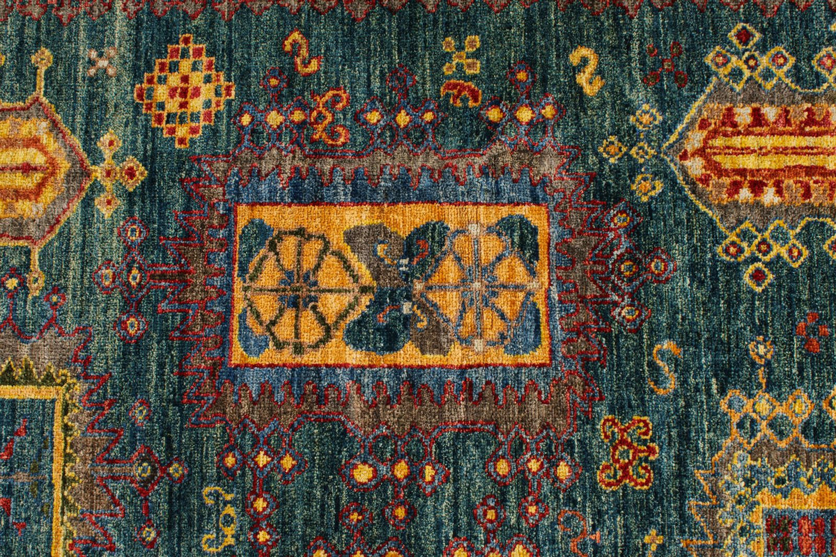 8x10 Light Blue and Multicolor Turkish Tribal Rug