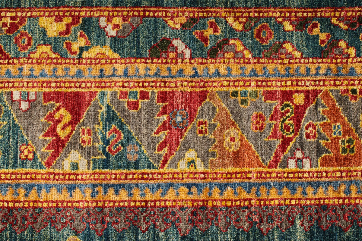 8x10 Light Blue and Multicolor Turkish Tribal Rug