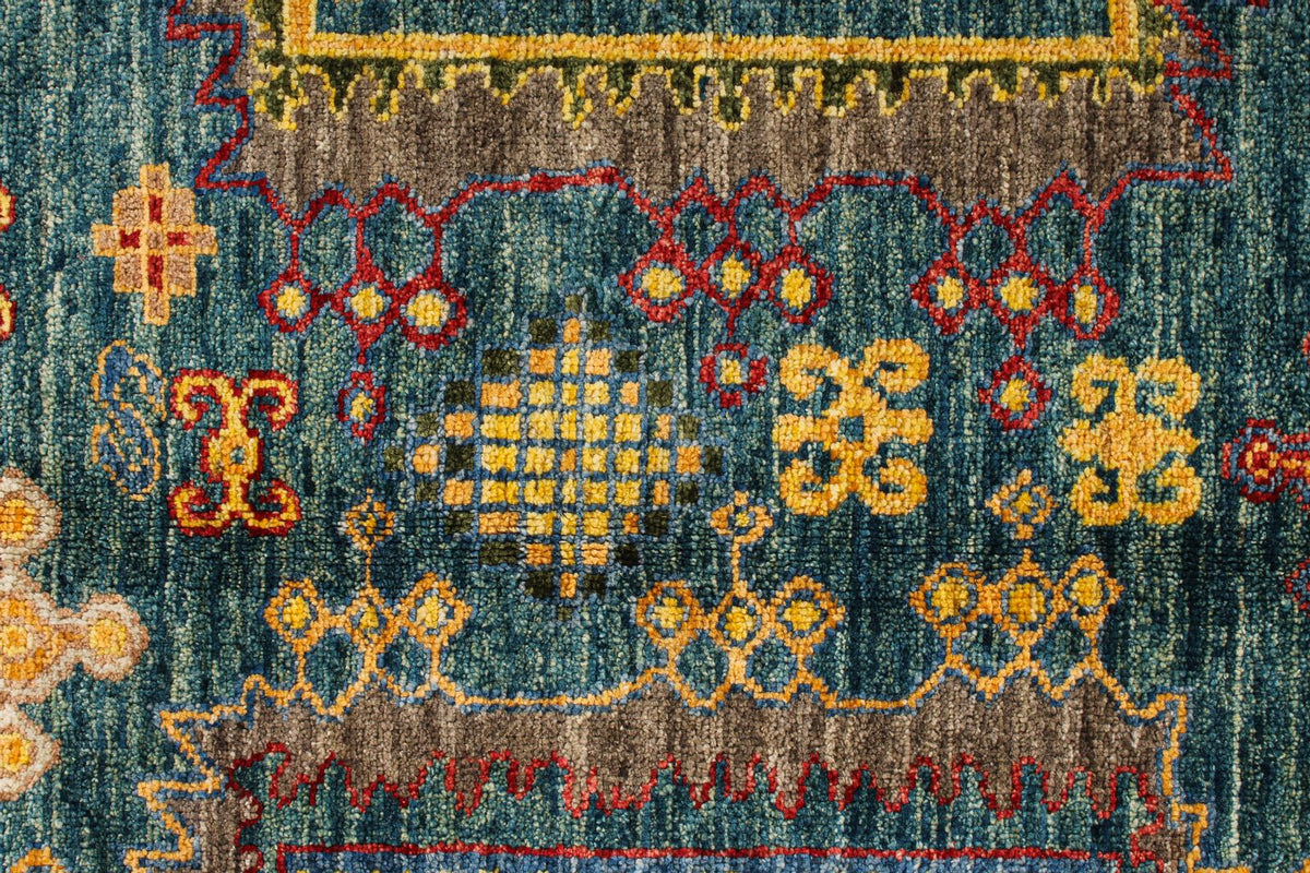 8x10 Light Blue and Multicolor Turkish Tribal Rug