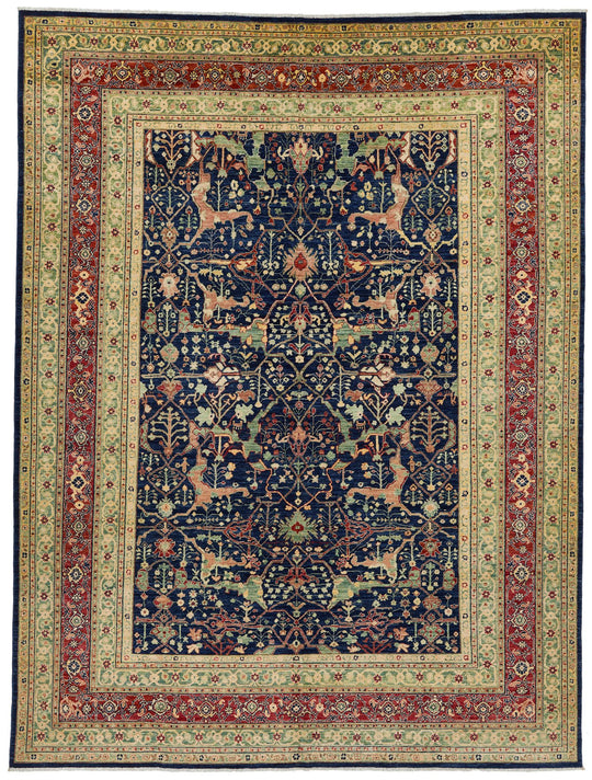 9x12 Navy and Multicolor Anatolian Tribal Rug