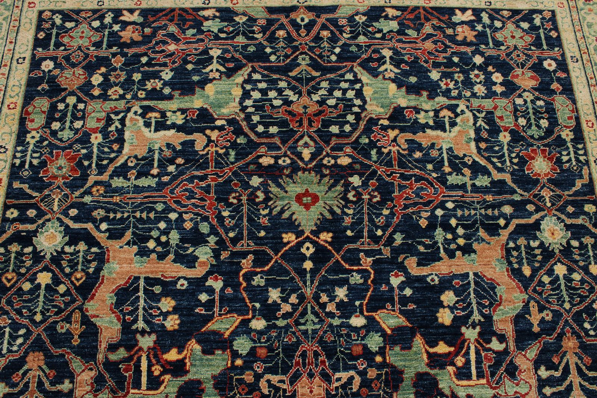 9x12 Navy and Multicolor Anatolian Tribal Rug