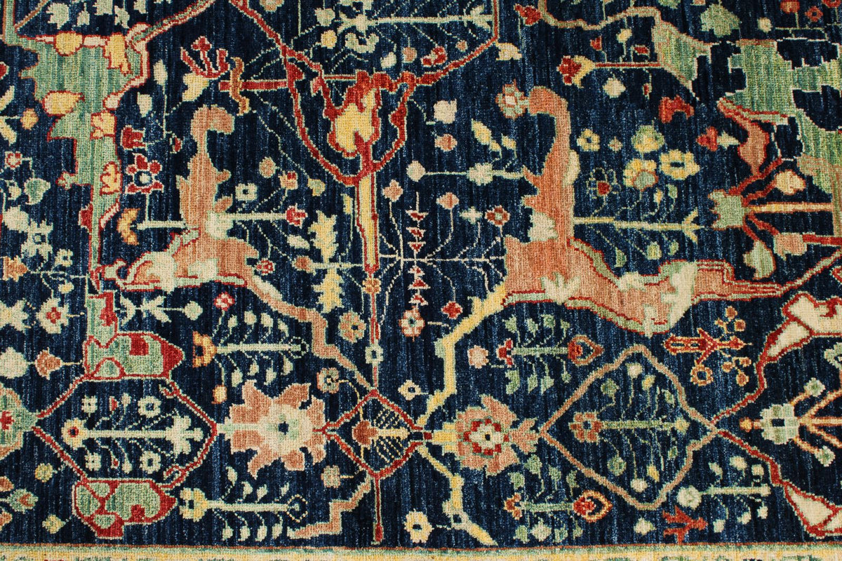 9x12 Navy and Multicolor Anatolian Tribal Rug