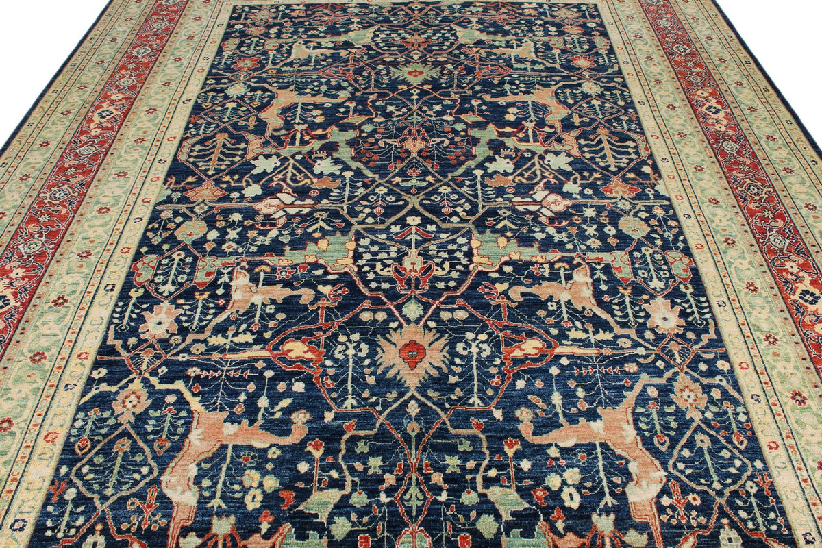 9x12 Navy and Multicolor Anatolian Tribal Rug