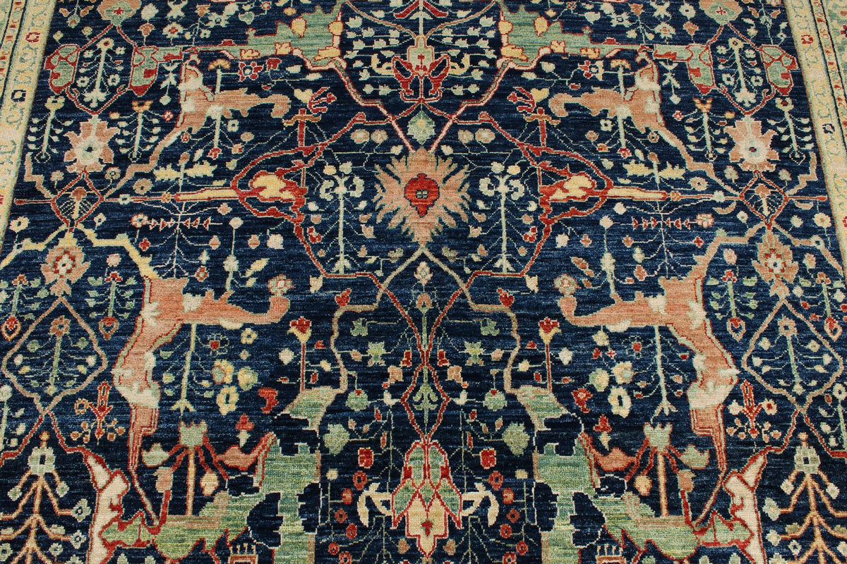 9x12 Navy and Multicolor Anatolian Tribal Rug