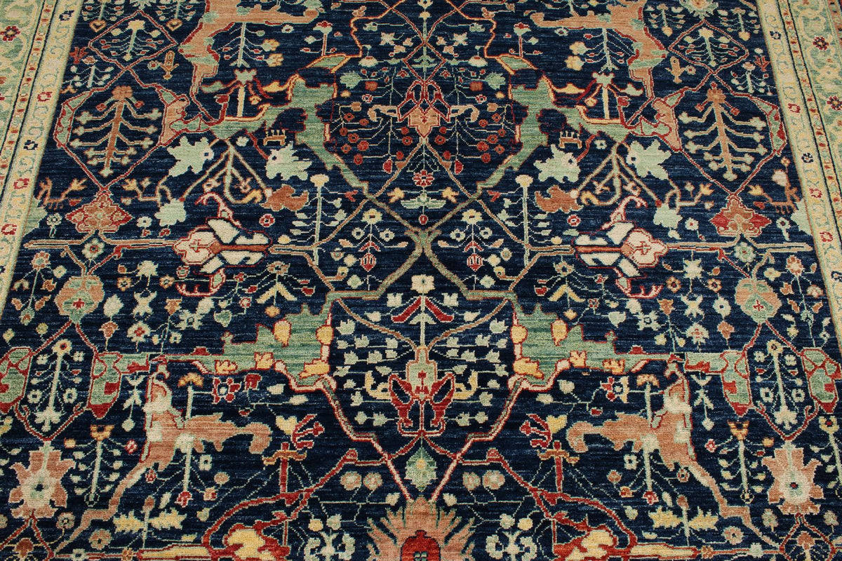 9x12 Navy and Multicolor Anatolian Tribal Rug