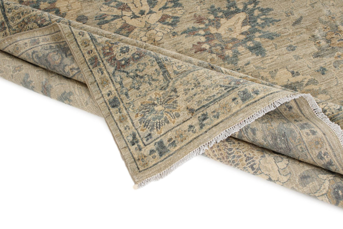 6x9 Beige and Multicolor Turkish Tribal Rug