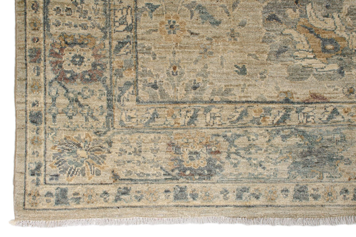6x9 Beige and Multicolor Turkish Tribal Rug